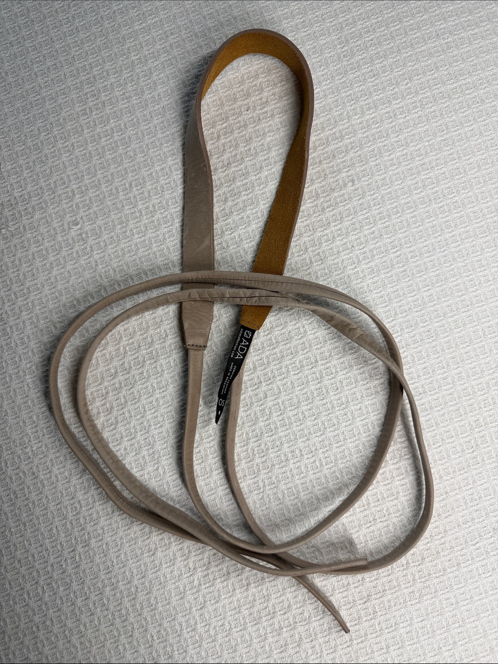 ADA taupe leather tie belt boho western O/S
